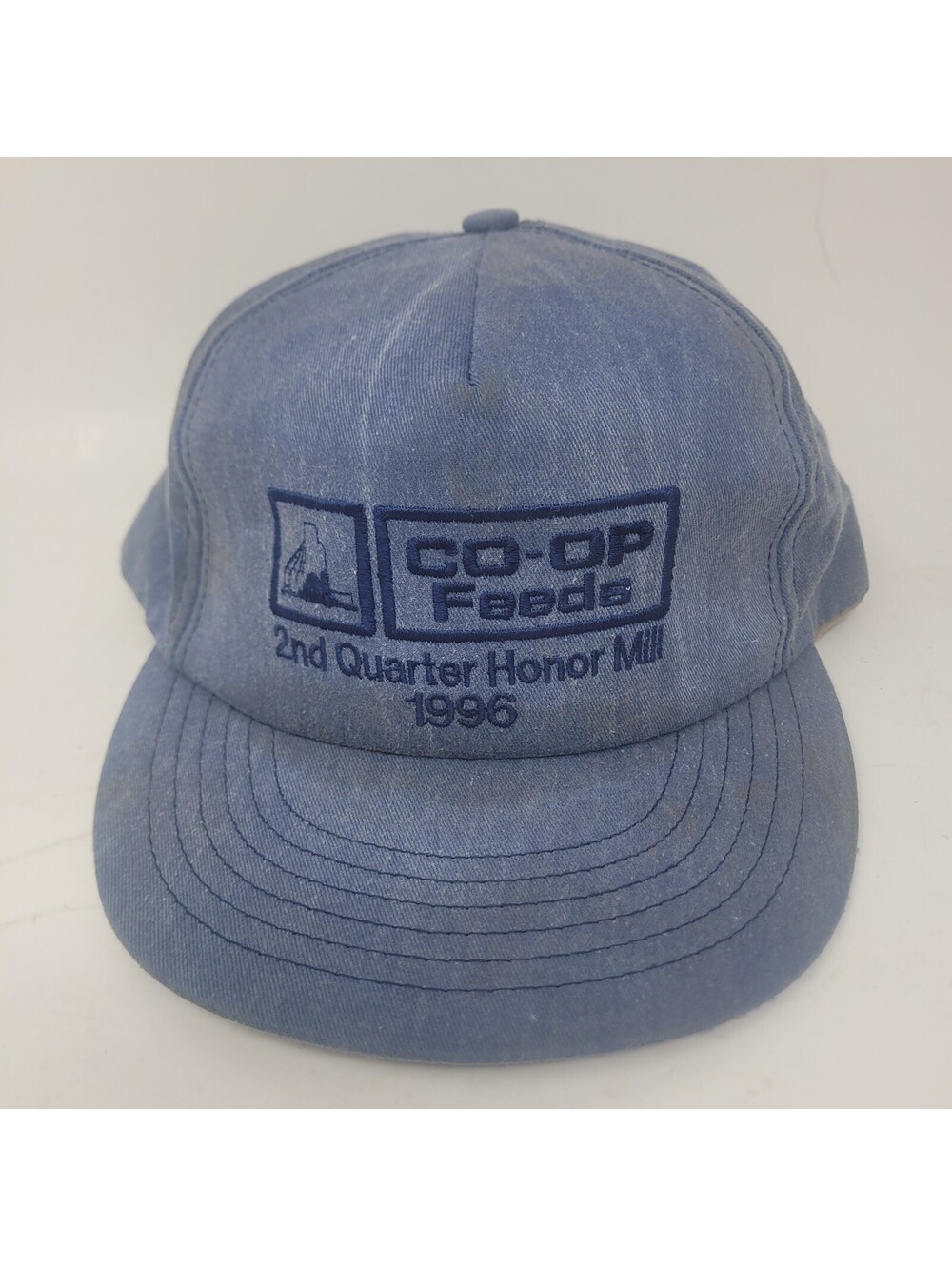 Vintage CO-OP Feeds 2nd Quarter Honor Mill 1996 Denim Snapback Trucker Hat